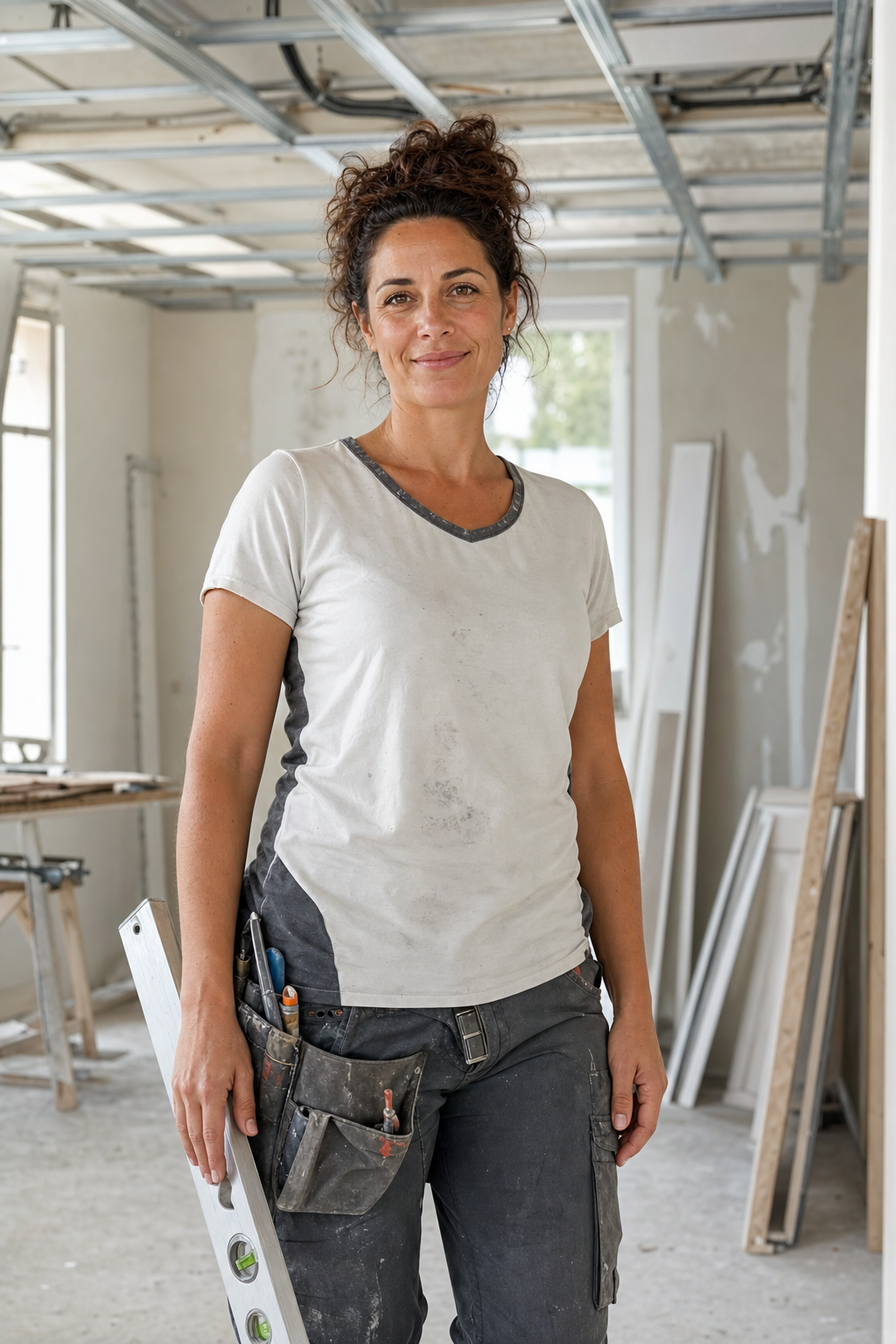 Sophie Lambert, artisane plaquiste-plâtrière, fondatrice de Plafonds & Volumes à Roanne